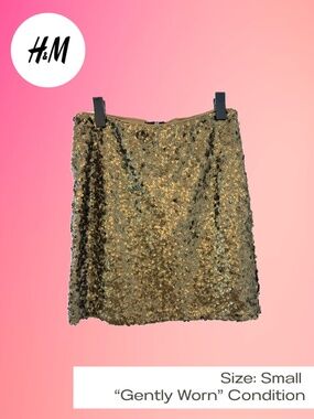 H&M Bronze Gold Sequin Mini Skirt